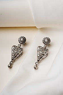 Black Rhodium Finish Filigree Work Dangler Earrings In Sterling Silver