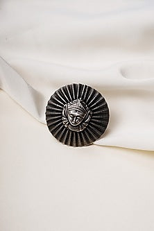 Oxidised Finish Durga Maa Statement Ring In Sterling Silver