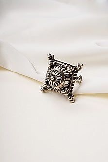 Oxidised Finish Gumbaj Vintage Ring In Sterling Silver