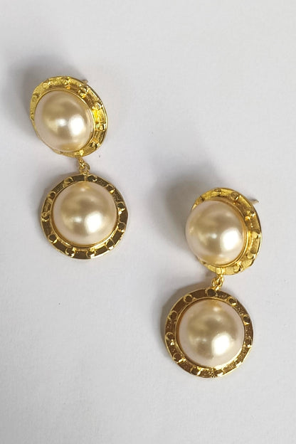 Sangria Pearl Tiered Dangler Earrings 