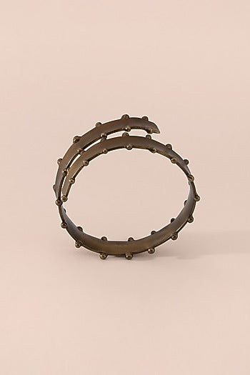 Gold & Green Brass Napkin Ring Set