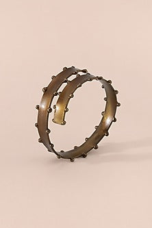 Gold & Green Brass Napkin Ring Set