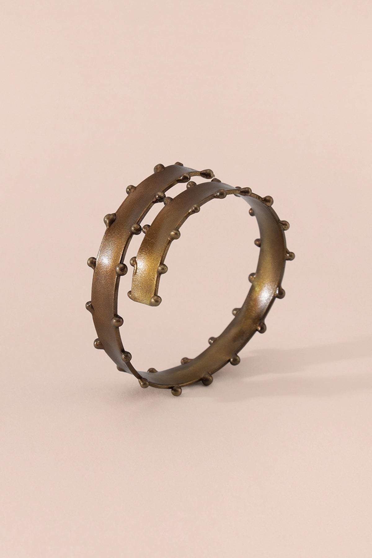 Gold & Green Brass Napkin Ring Set