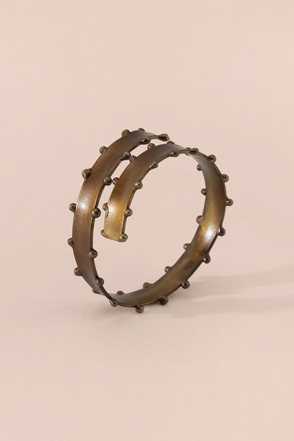 Gold & Green Brass Napkin Ring Set