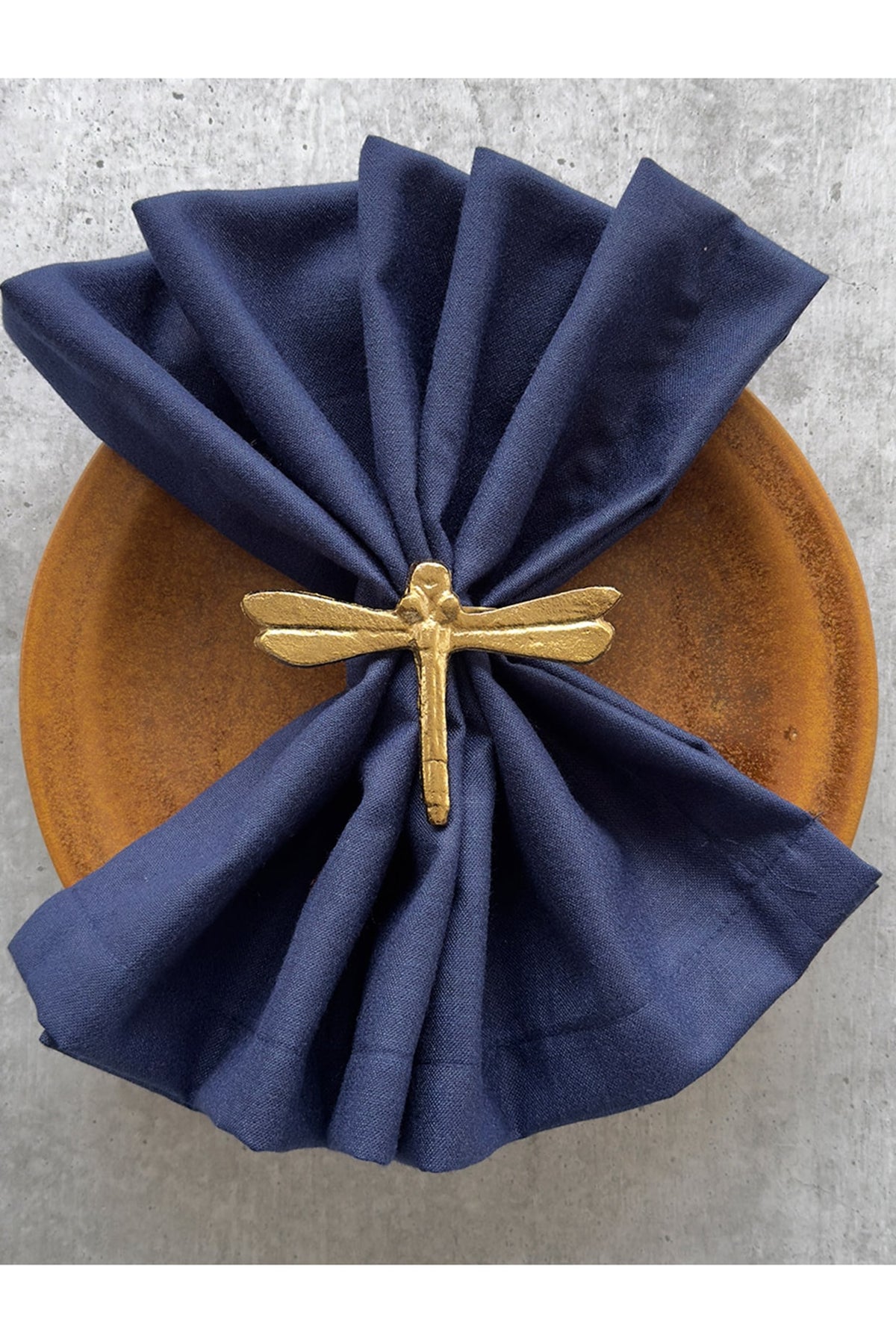Golden Metal Cylinder Napkin Ring (Set of 4)