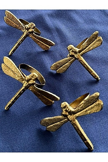 Golden Metal Cylinder Napkin Ring (Set of 4)