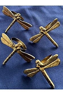 Golden Metal Cylinder Napkin Ring (Set of 4)