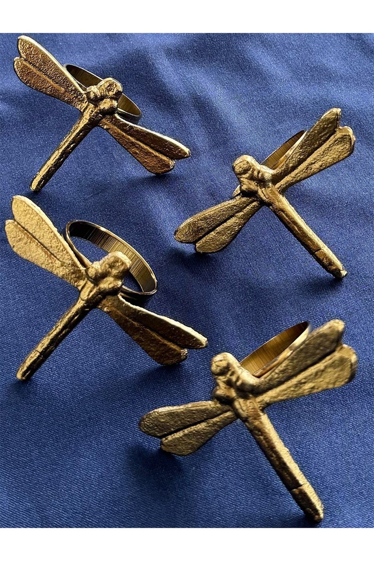 Golden Metal Cylinder Napkin Ring (Set of 4)