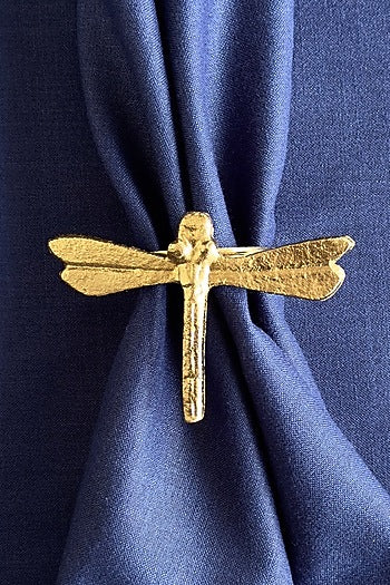 Golden Metal Cylinder Napkin Ring (Set of 4)