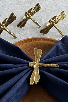 Golden Metal Cylinder Napkin Ring (Set of 4)