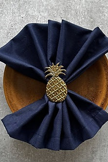 Golden Metal Cylinder Napkin Ring (Set of 4)