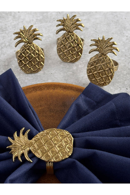Golden Metal Cylinder Napkin Ring (Set of 4)