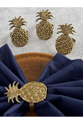 Golden Metal Cylinder Napkin Ring (Set of 4)
