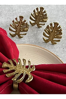Golden Metal Cylinder Napkin Ring (Set of 4)