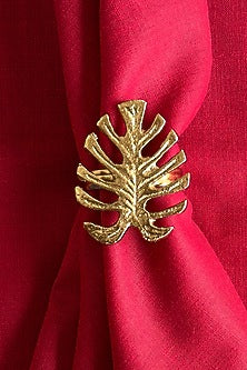Golden Metal Cylinder Napkin Ring (Set of 4)