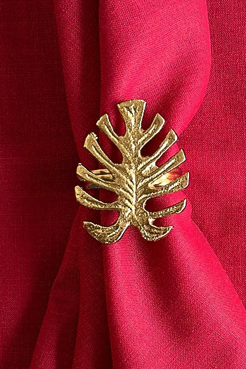 Golden Metal Cylinder Napkin Ring (Set of 4)