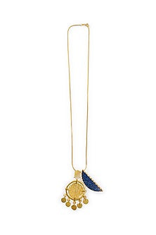Gold Finish Mother Of Pearl Coin Pendant Necklace In 92.5 Sterling Silver