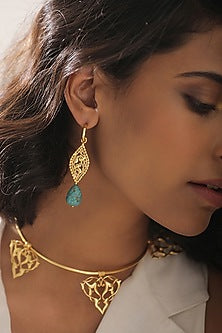 Gold Finish Reversible Meenakari Choker Necklace In 92.5 Sterling Silver