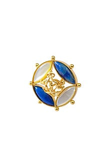 Gold Finish Cobalt Blue Lapis Lazuli Ring In 92.5 Sterling Silver