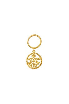 Gold Finish Dangle Ring In 92.5 Sterling Silver
