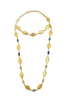 Gold Finish Green Stone Choker Necklace In 92.5 Sterling Silver
