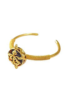 Gold Finish Adjustable Enameled Bracelet In 92.5 Sterling Silver
