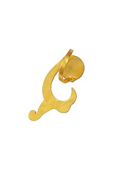 Gold Finish Mother Of Pearl Enameled Ring In Sterling Silver