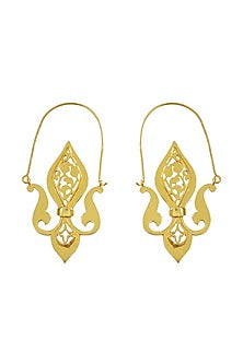 Gold Finish Arabesque Loop Earrings In Sterling Silver