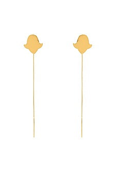 Gold Finish Chain Earrings In Sterling Silver