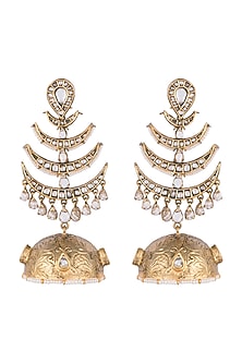 Gold Finish Real Kundan Handcrafted Earrings