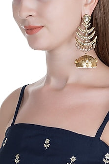 Gold Finish Real Kundan Handcrafted Earrings