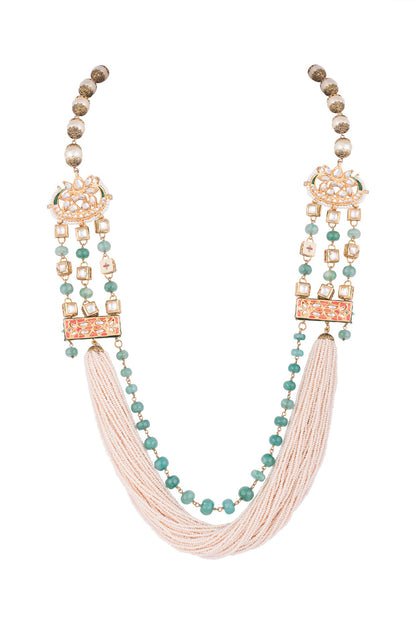 Gold Finish Semi-Precious Stones String Necklace