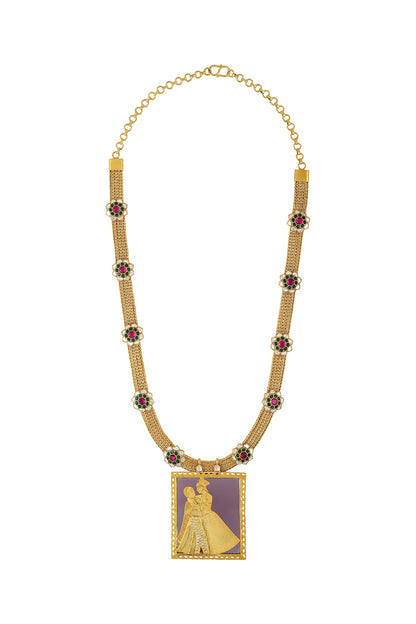 Gold Finish Raja Rani Necklace In Sterling Silver