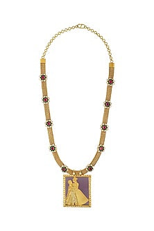 Gold Finish Raja Rani Necklace In Sterling Silver