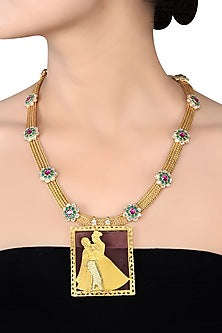 Gold Finish Raja Rani Necklace In Sterling Silver