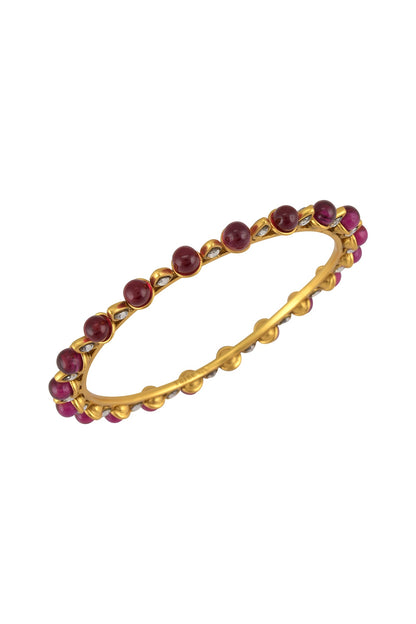Gold Finish Glass Bangle In Sterling Silver