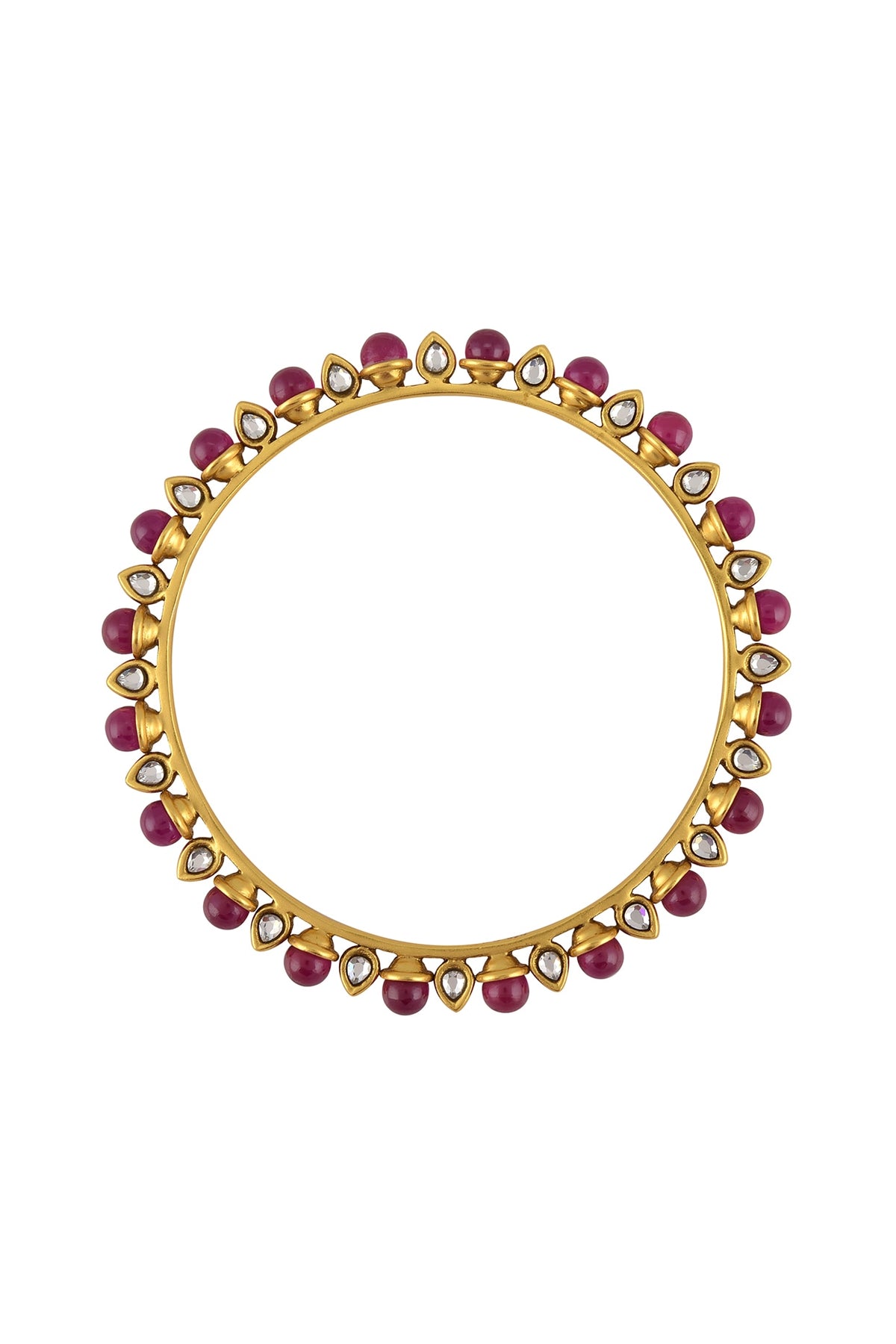 Gold Finish Glass Bangle In Sterling Silver