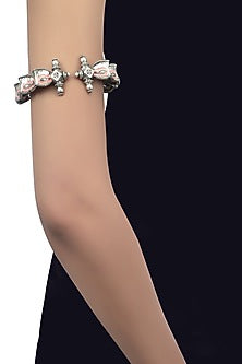 Oxidised Silver Finish Enameled Arm Band