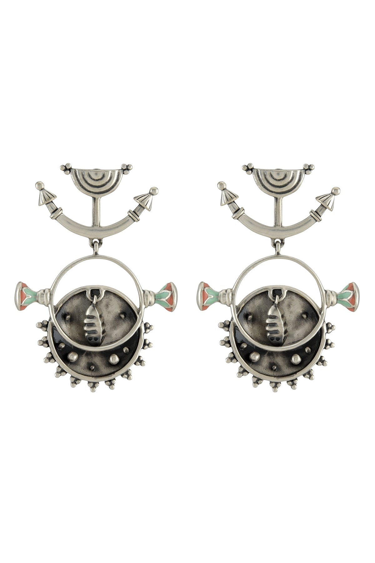 Oxidised Silver Finish Dangler Earrings