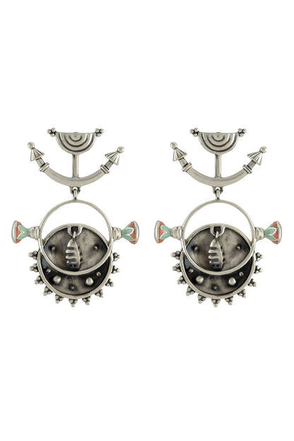 Oxidised Silver Finish Dangler Earrings