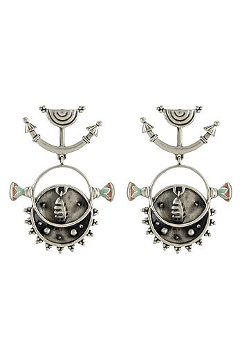 Oxidised Silver Finish Dangler Earrings