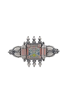 Oxidised Silver Finish Hand Painted Cuff