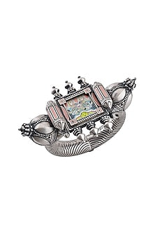 Oxidised Silver Finish Hand Painted Cuff