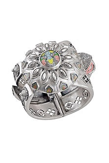 Oxidised Silver Finish Hand Painted Tribal Motif Cuff