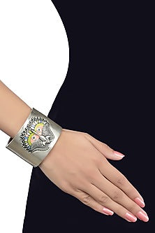 Oxidised Silver Finish Enameled Cuff