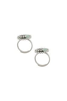 Oxidised Silver Finish Ghungroo Toe Ring In Sterling Silver (Set of 2)