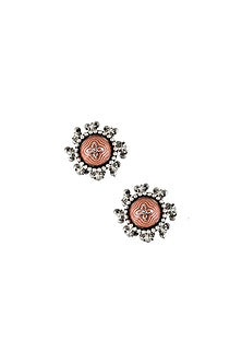 Oxidised Silver Finish Enameled Toe Ring In Sterling Silver (Set of 2)