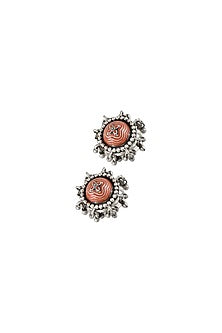 Oxidised Silver Finish Enameled Toe Ring In Sterling Silver (Set of 2)