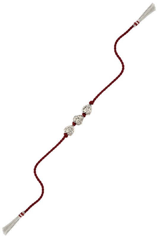 Silver Finish Handcrafted Ganesh Rakhi