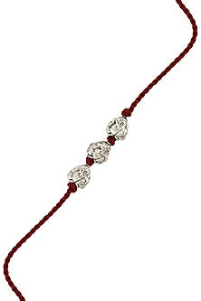 Silver Finish Handcrafted Ganesh Rakhi